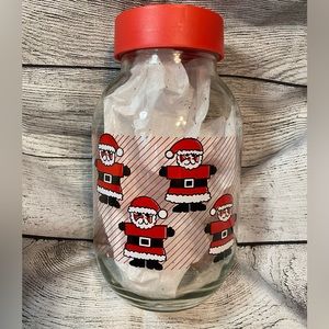 Vintage VTG Carlton Glass Christmas / Santa Claus 3L Jar with Lid